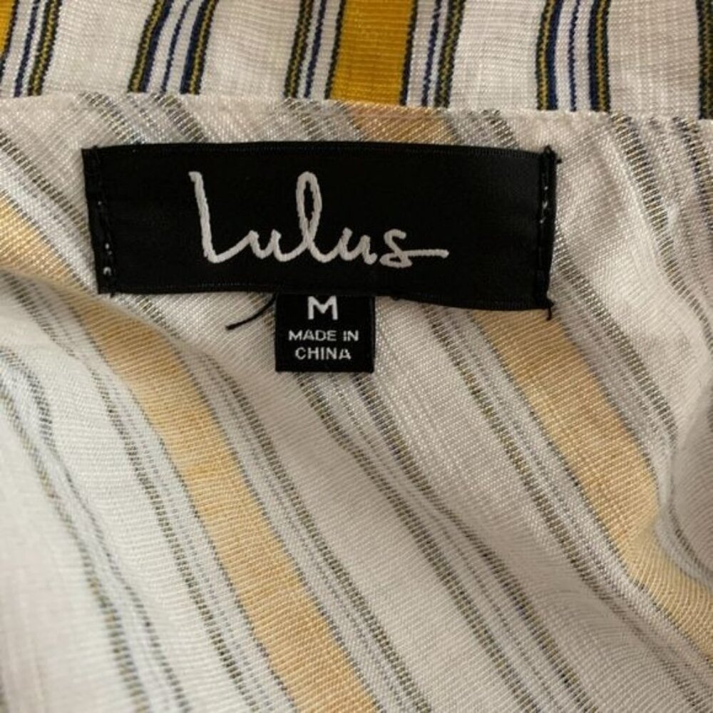 Lulus One Shoulder Maxi Dress Medium Yellow Striped Ruffle Boho - Picture 3 of 9